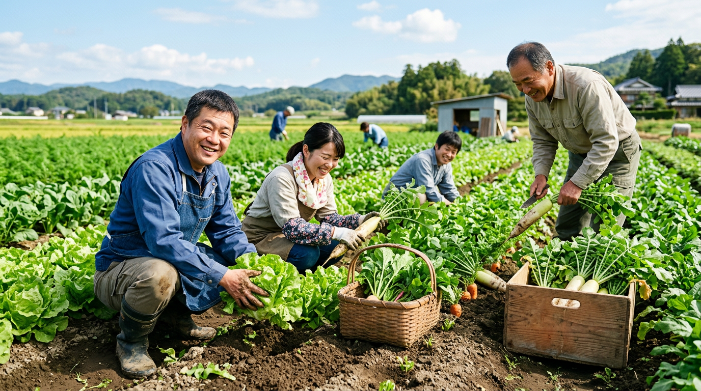 農業作業 – 野菜の栽培・収穫に取り組む様子